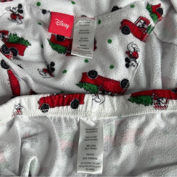 Disney Christmas Pajama Set Mickey Mouse Red Truck Women's Large White Xmas Tree - Picture 11 of 16